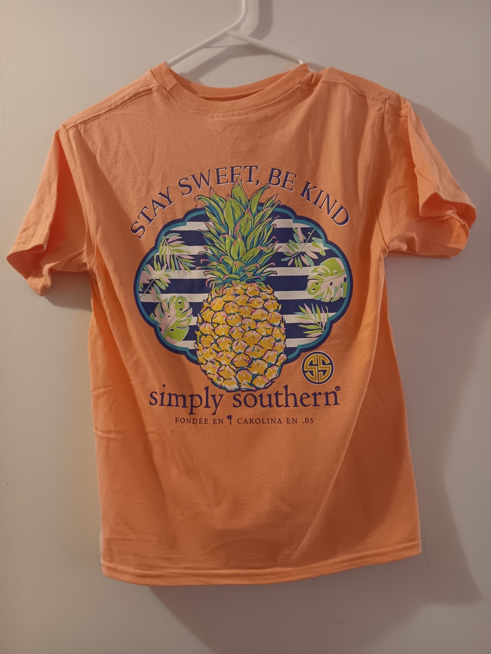 Girls New With Tags Simply Southern Peach Orange Pineapple Stay Sweet Be Kind